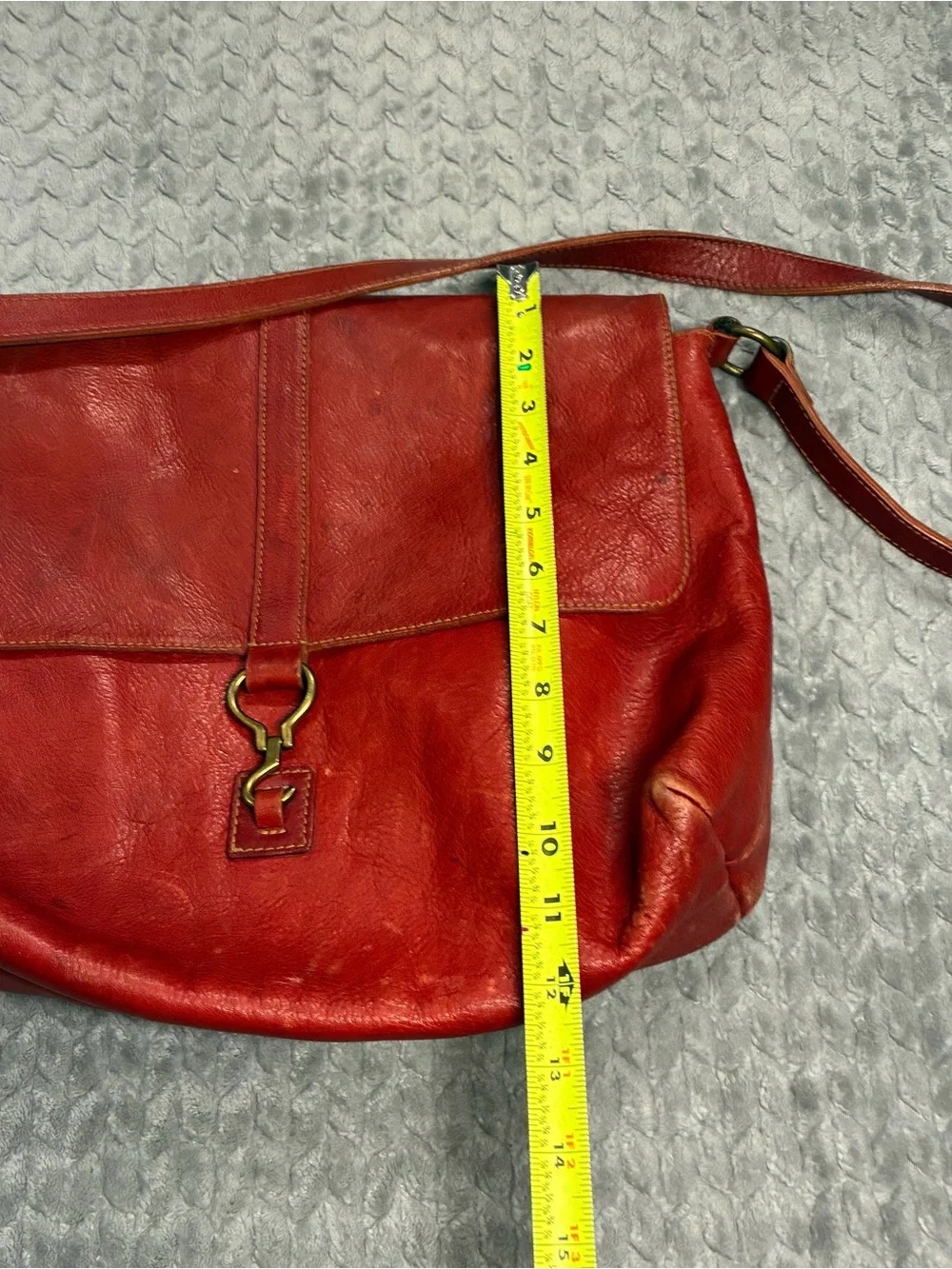Ralph Lauren Red Leather Flap Shoulder Bag